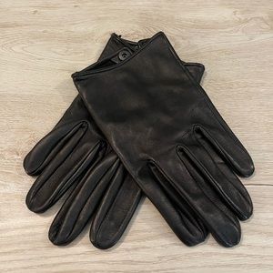 short cropped wrist leather gloves touchscreen